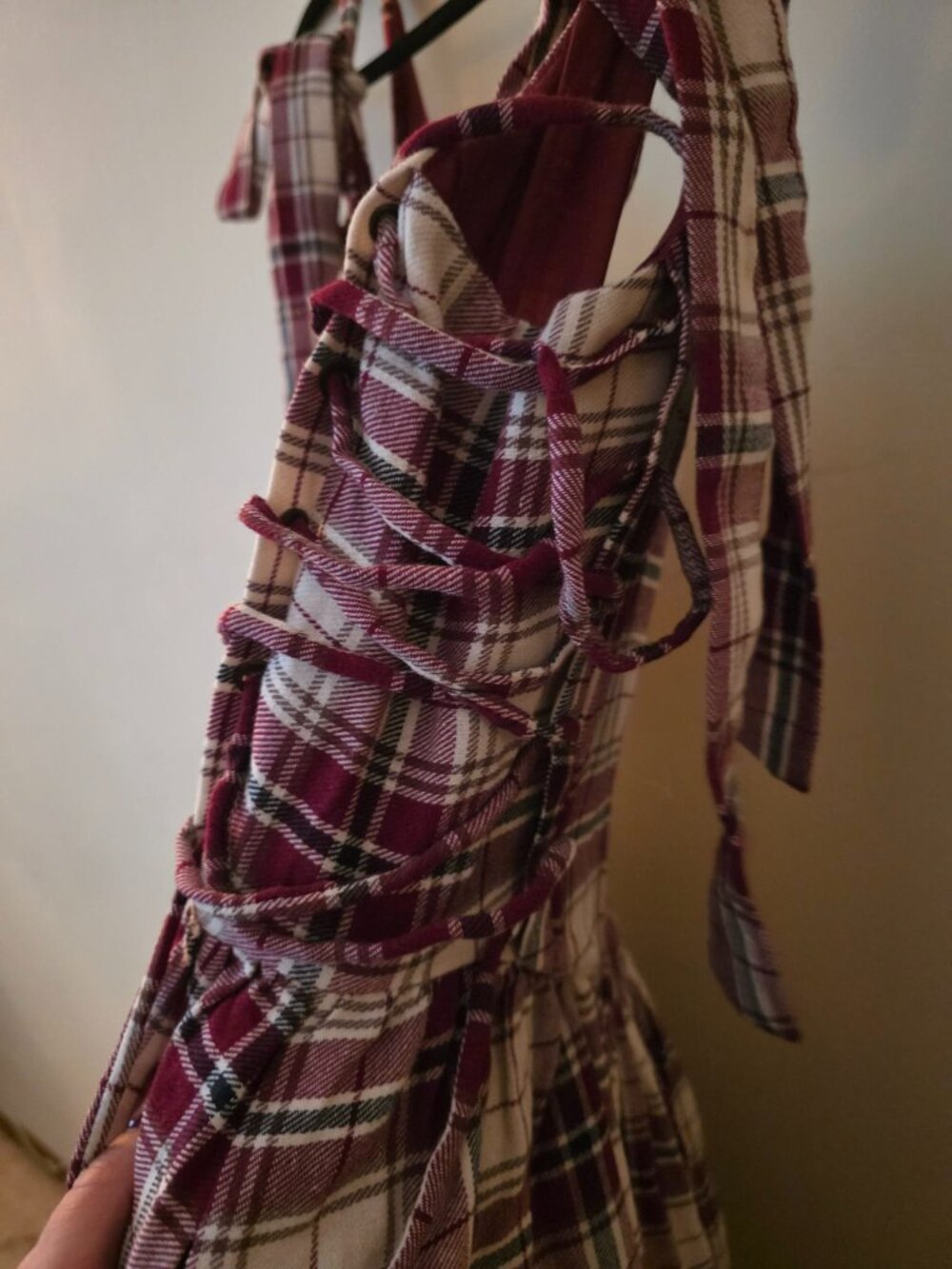 Valkyrie Collection Cottagecore Plaid Corset Dress - Picture 3 of 5